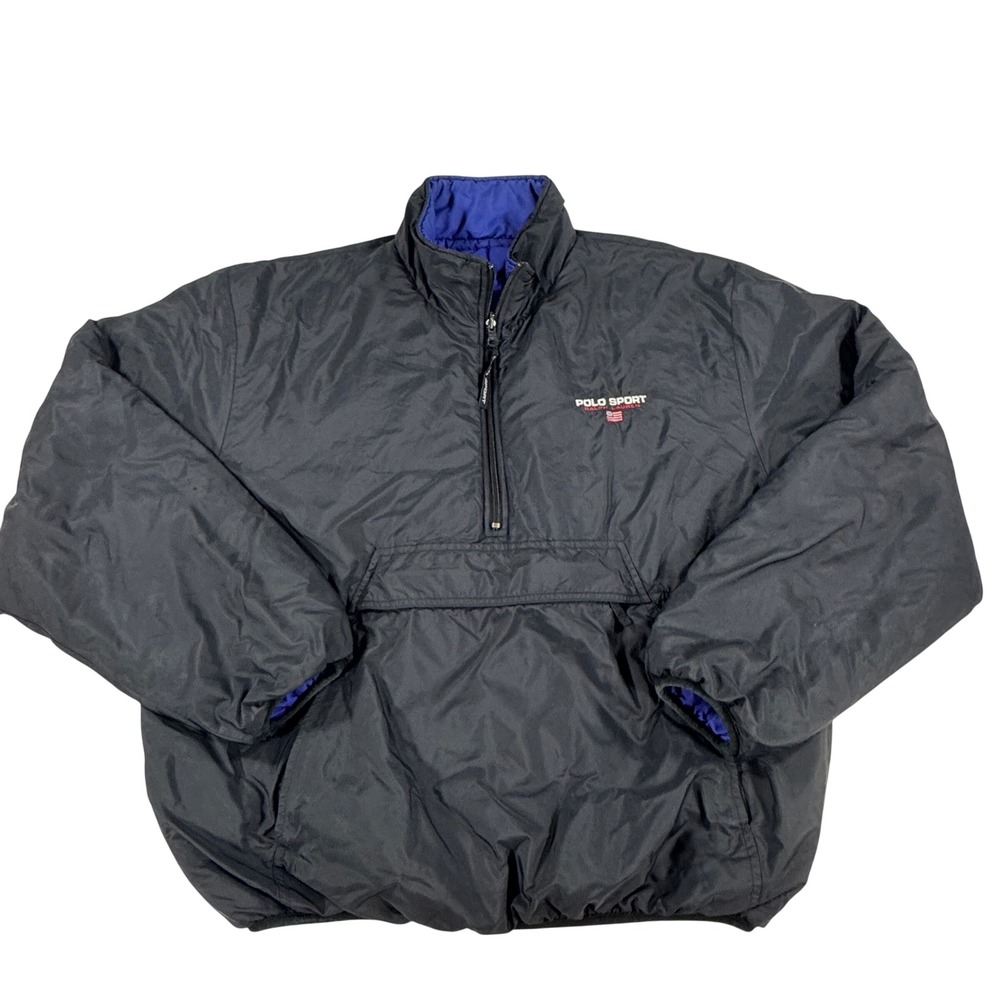 Vintage Polo Sport Ralph Lauren Reversible Puffer Jacket Men's XL Half Zip